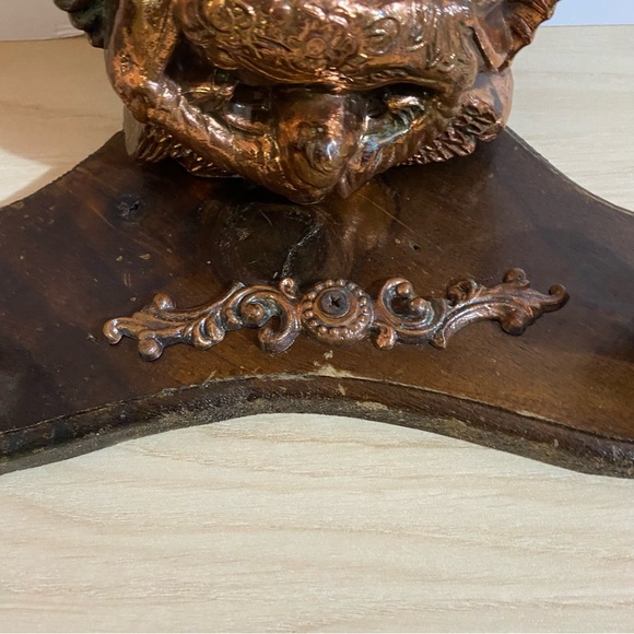 Virgen De Guadalupe Altar Copper Statue Wood Base 14.5 Religious Candle Holders - Picture 2 of 14